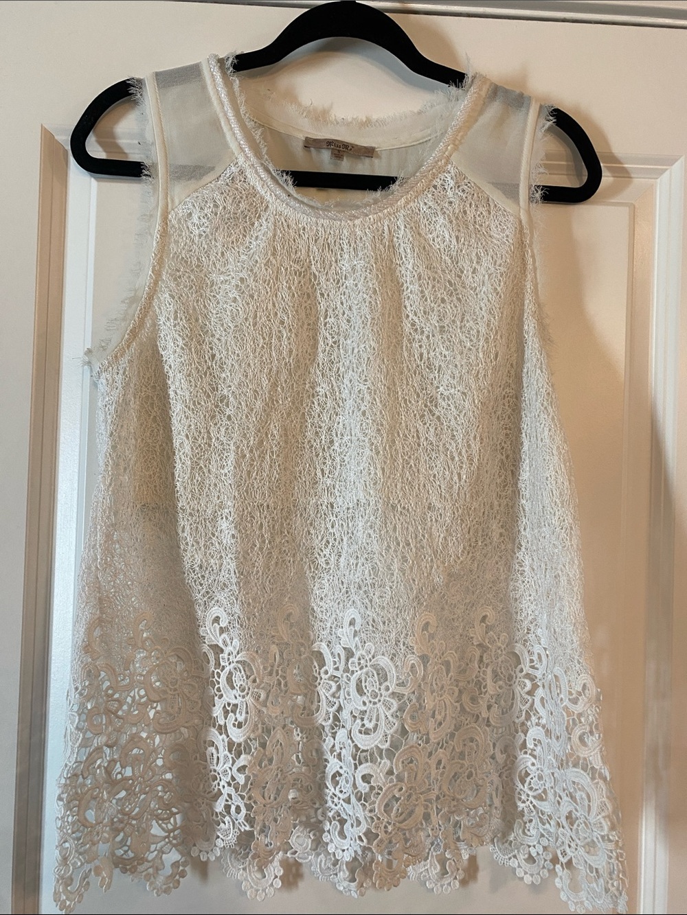 Miss Me Lace Tank with Beaded collar